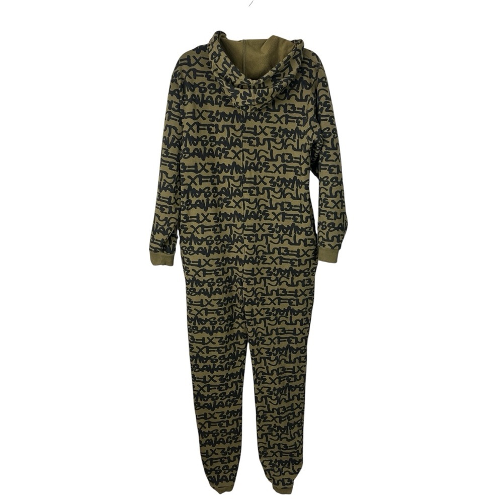 Savage X Fenty by Rihanna Logo Print Zip Front Hooded Onesie Jumpsuit Size Small - Picture 5 of 10